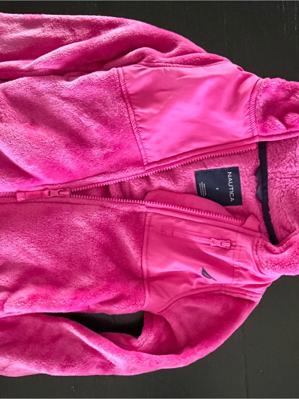 Nautica Girls' Bright Pink Fleece Zip-Up Hoodie